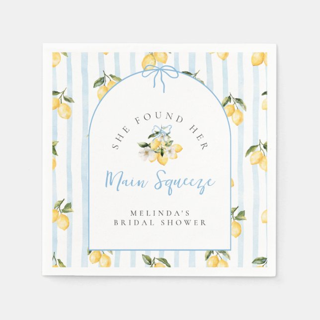 Citrus Lemon Ribbons Brautparty Serviette (Vorderseite)