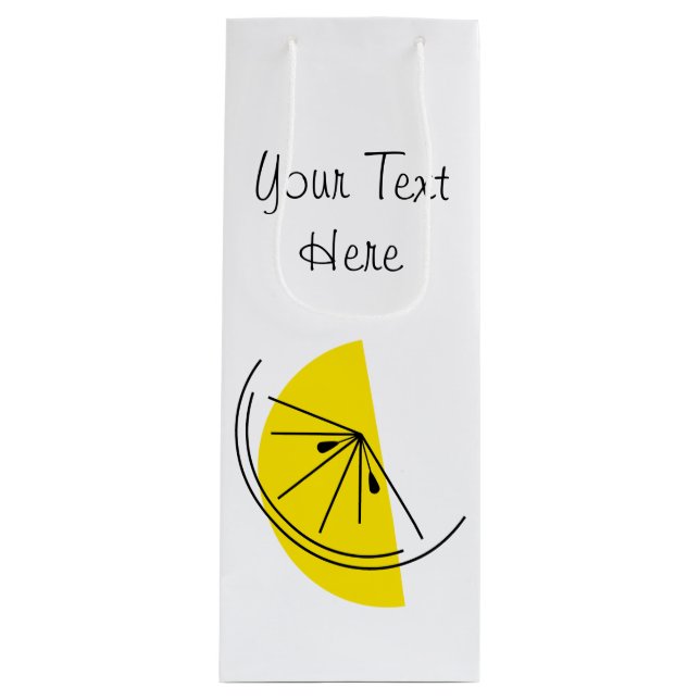 Citrus Lemon Text Geschenksack Wein Geschenktüte Für Weinflaschen (Vorderseite)