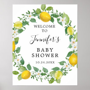 Citrus Lemon Themed Baby Dusche Begrüßungszeichen Poster