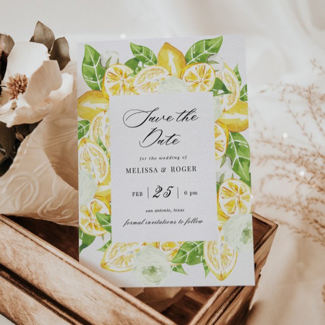 Citrus Lemon Tree Elegant Save the Date Einladung (Von Creator hochgeladen)