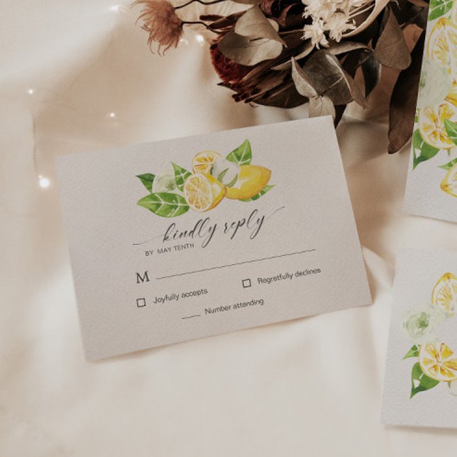 Citrus Lemon Tree Wedding RSVP Response Card (Von Creator hochgeladen)