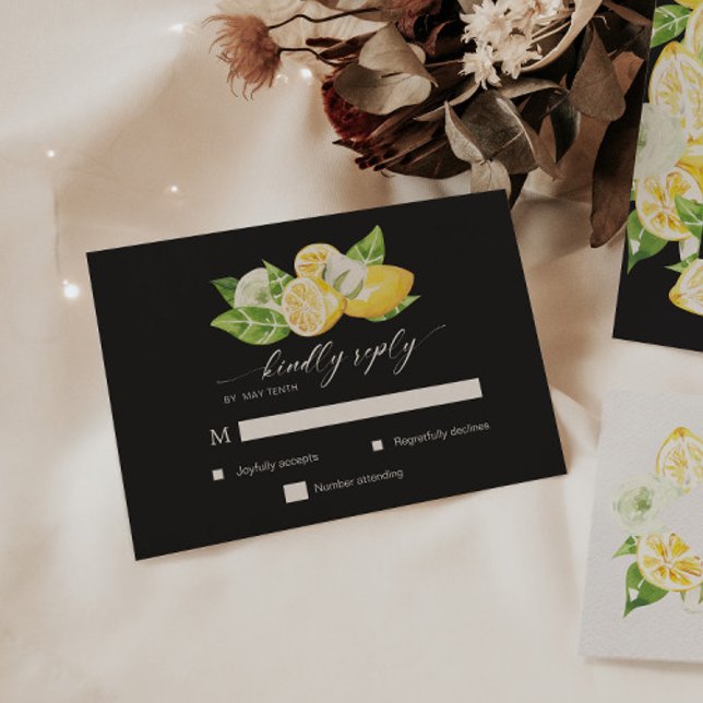 Citrus Lemon Tree Wedding RSVP Response Card (Von Creator hochgeladen)