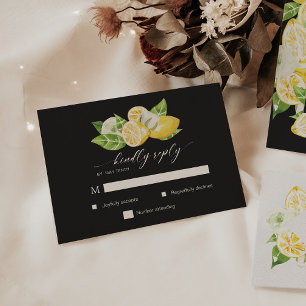 Citrus Lemon Tree Wedding RSVP Response Card Karte