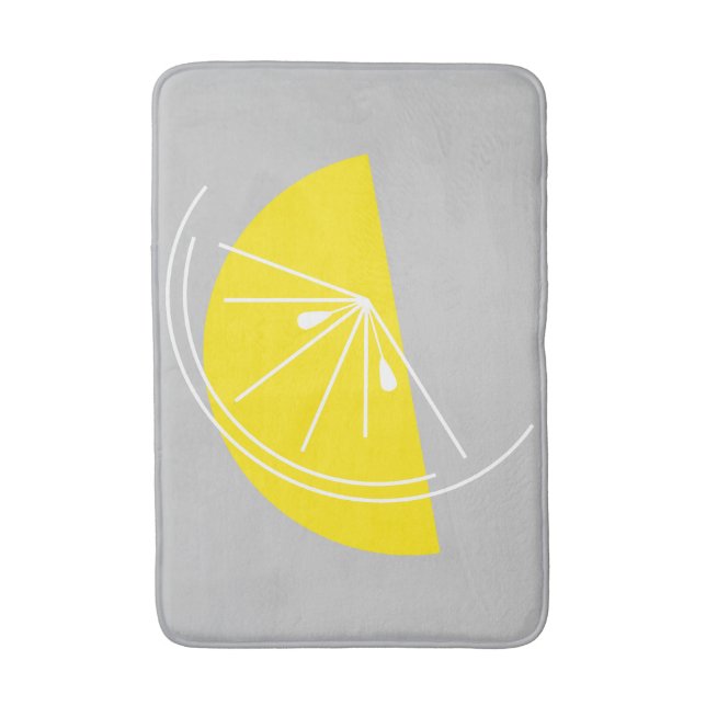 Citrus Lemon Weiße Badematte grau (Vorderseite Vertikal)