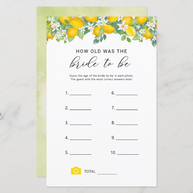 Citrus Lemon wie alt war das Brautspiel (Vorne/Hinten)