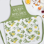 Citrus Lemons Queen of the Kitchen Name Schürze<br><div class="desc">Personalisierte Schürze im Koch mit Zitrusfrüchtefarben,  dem Titel "Königin der Küche",  ihrem Namen und dem Jahr.</div>