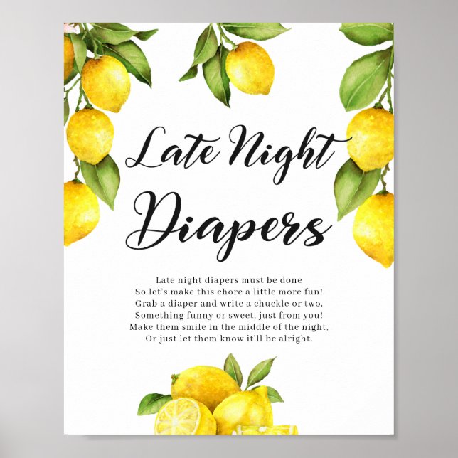 Citrus Lemons Spate Night Diapers Spiel-Zeichen Poster (Vorne)