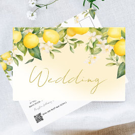 Citrus Lemons Summer Chic Wedding Einladung Postkarte
