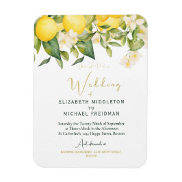 Citrus Lemons Yellow Botanical Wedding Einladung Magnet