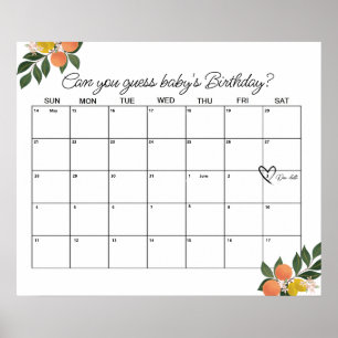 Citrus Liebe Shower Due Date Poster