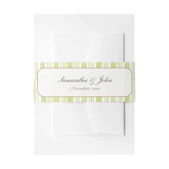 Citrus Lime Green Stripe Modern Wedding Einladungsbanderole (Vorderseite Beispiel)