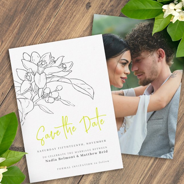 Citrus Limon Blüte Foto Hochzeit speichern Sie das Save The Date (Von Creator hochgeladen)
