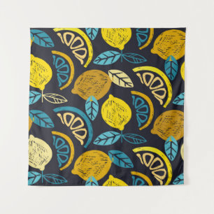 Citrus Limon lemon Doodle Hand gezeichnet Muster r Wandteppich
