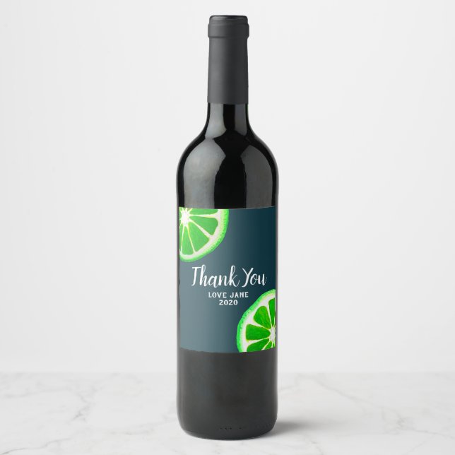 Citrus Limone Scheibe Moderne Dankeschön Geschenk Weinetikett (Vorderseite)
