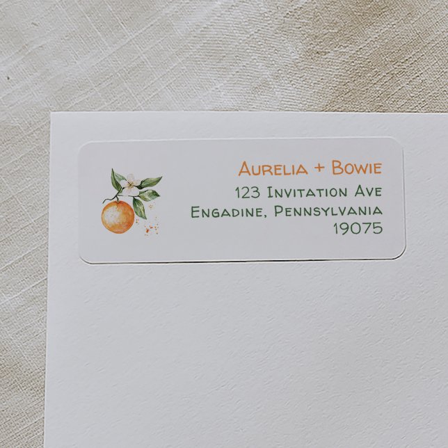 Citrus Little Cutie Baby Shower Return Address (Von Creator hochgeladen)