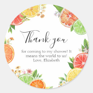 Citrus Little Süsse Baby Dusche Danke Runder Aufkleber