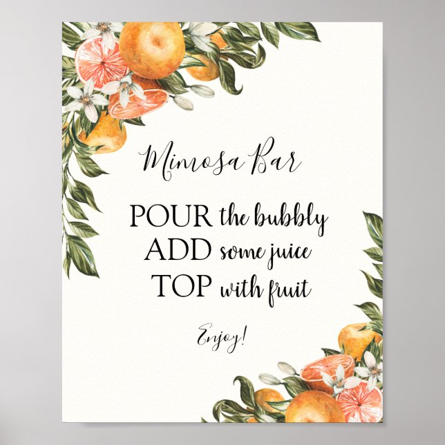 Citrus Mimosa Bar Drink Sign Poster (Vorne)