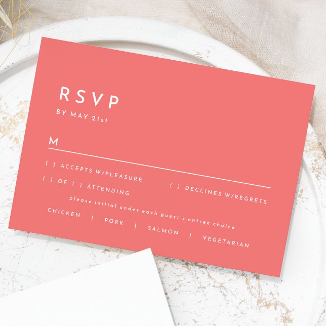 Citrus Minimalistisch Pink Wedding RSVP Response C (Von Creator hochgeladen)