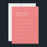 Citrus Minimalistisch rosa Hochzeitsratenkarte Hinweiskarte<br><div class="desc">Das Citrus Minimalistisch Pink Wedding Advice Card Design, in dem Einfachheit und Eleganz in einer Palette heller Zitrusfarben aufeinander treffen. Mit einem soliden Hintergrund in Rosa, Orange, Gelb oder Grün und puristischen typografischen Schriftart strahlt dieses Thema zeitgenössische Eleganz mit einer Touch von Retro-Charme aus. Diese minimalistischen Stücke, die unser Citrus...</div>