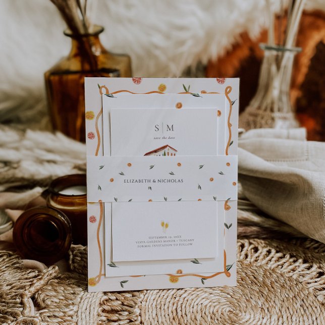 Citrus Monogram | Amore & Aranci Wedding Einladungsbanderole (Von Creator hochgeladen)