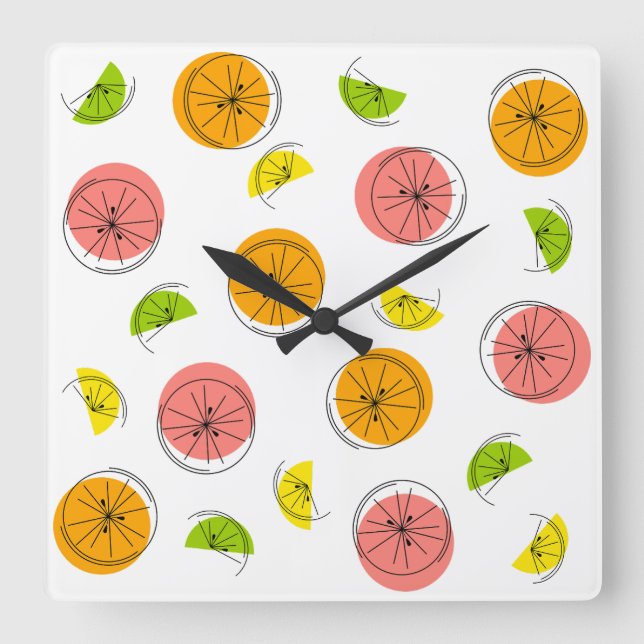 Citrus Multi clock Quadrat Quadratische Wanduhr (Vorderseite)