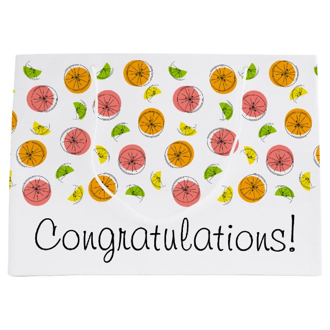 Citrus Multi Herzlichen Glückwunsch! Geschenktasch Große Geschenktüte (Vorderseite)