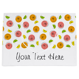 Citrus Multi Text Geschenktasche groß Große Geschenktüte