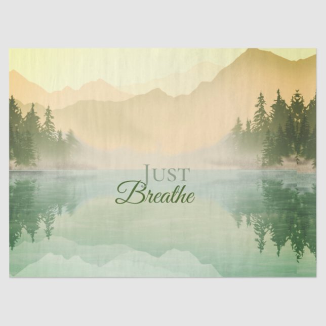 Citrus N Green Mountains Forest Landscape Akzent Seidenpapier (Vorderseite)