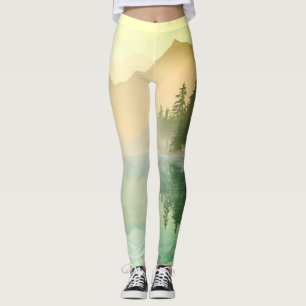 Citrus N Green Mountains Forest Landschaft  Leggings