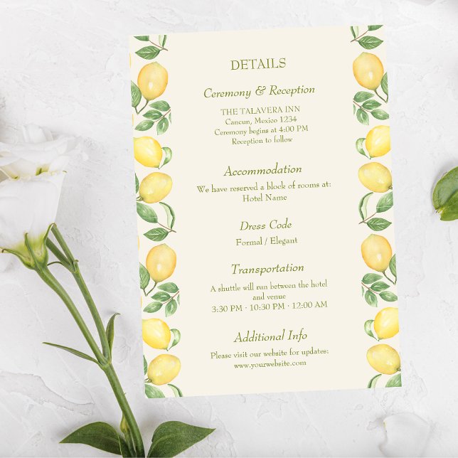 Citrus Olive Mediterranean Botanical Wedding Begleitkarte (Von Creator hochgeladen)