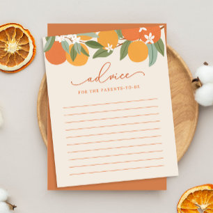 Citrus Orange Baby Shower Ratschläge für Eltern-Ka