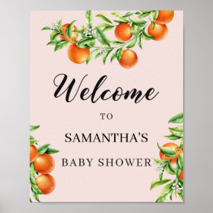 Citrus orange baby shower welcome sign 8x10 poster