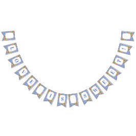 Citrus Orange Blue White Print Brautparty Wimpelkette