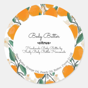 Citrus Orange Body Butter Bade Seifen Branding Runder Aufkleber