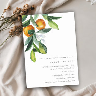 Citrus Orange Botanical Boho Paare Dusche einladen Dankeskarte