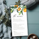 Citrus Orange Botanical Boho Wedding Menu Card Dankeskarte<br><div class="desc">Wenn Sie weitere Anpassungen benötigen,  schreiben Sie mir bitte an yellowfebstudio@gmail.com.</div>