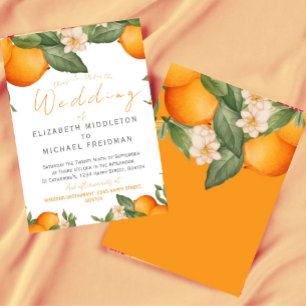Citrus Orange Botanical Modern Wedding Einladung