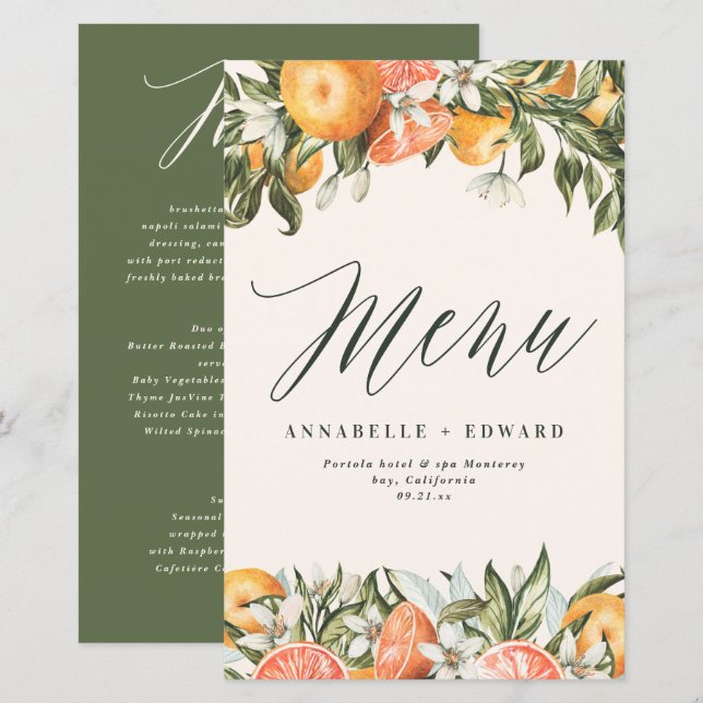 Citrus orange botanische moderne rustikale Bauernh (Vorne/Hinten)