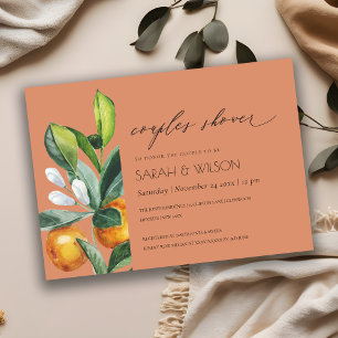 Citrus Orange Botanische Rostpaare Dusche einladen Dankeskarte