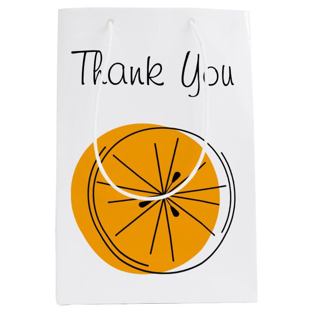 Citrus Orange Danke, Geschenktasche Medium Mittlere Geschenktüte (Vorderseite)