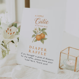 Citrus Orange Diaper Raffle Babydusche Tabelle Sockelschild