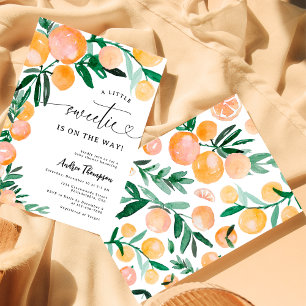 Citrus Orange eine kleine süße Babydusche Einladung