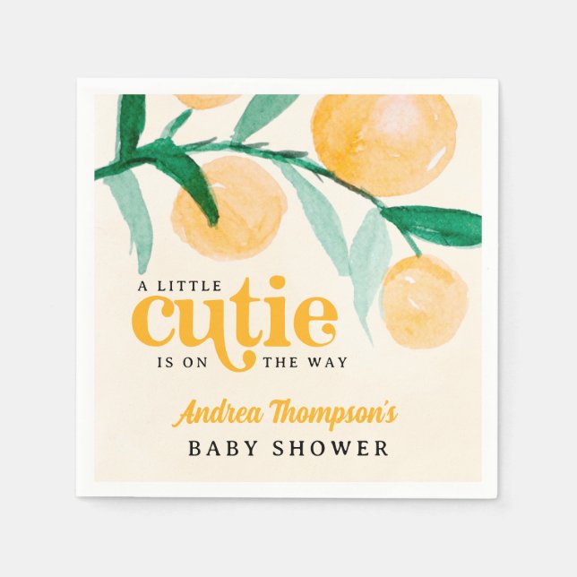 Citrus Orange Eine kleine Süsse Retro Baby Dusche Serviette (Vorderseite)