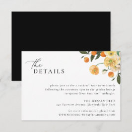 Citrus Orange Floral Wedding Details Card Einladung