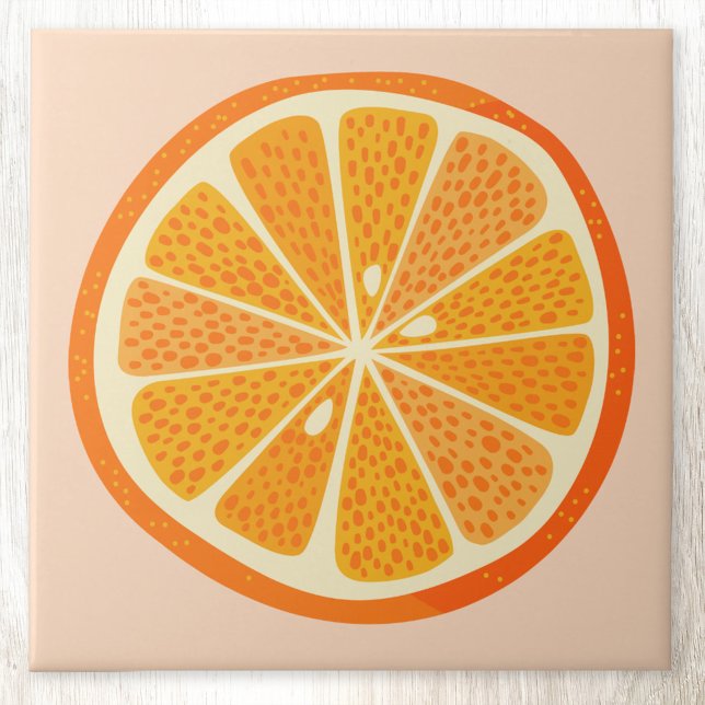 Citrus Orange Fruit Fliese (Fun citrus orange slice ceramic tile)