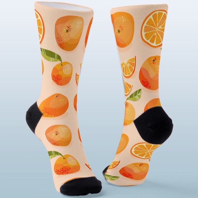 Citrus Orange Fruit Fun Socken (Fun citrus orange blush pink socks)