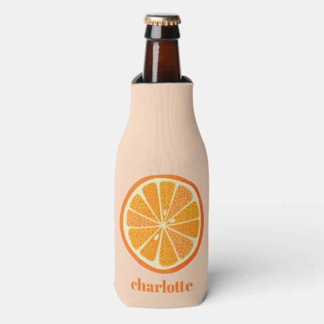 Citrus Orange Fun Personalisiert Flaschenkühler (Flaschenvorderseite)