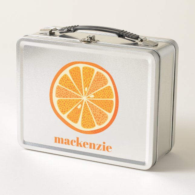 Citrus Orange Fun Personalisiert Metall Brotdose (Vorderseite)