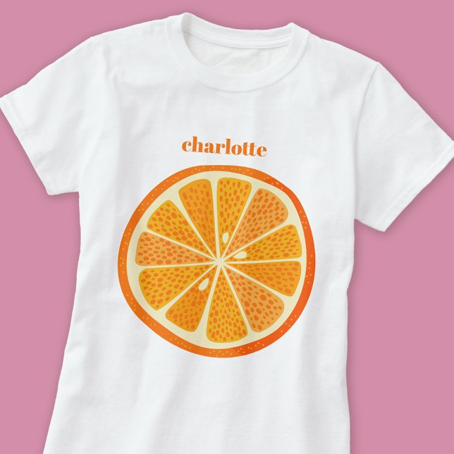 Citrus Orange Fun Personalisiert T-Shirt (Citrus orange slice personalized t-shirt)