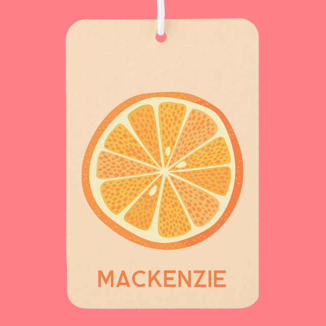Citrus Orange Fun Personalisierter Name Autolufterfrischer (Citrus orange fun fruit personalized car or vehicle air freshener)